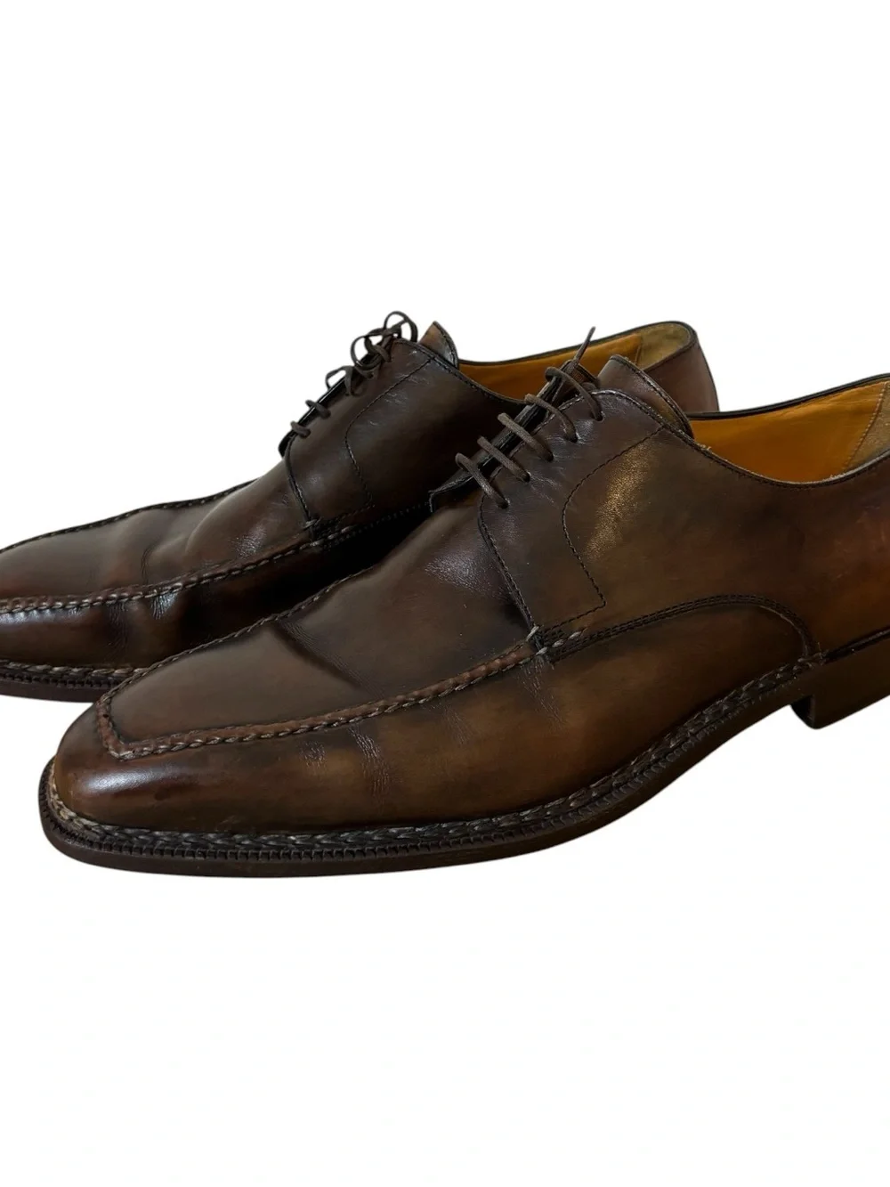 Sutor Mantellassi Brown Leather Dress Shoes Oxford Derby US Size Mens 11 EU 44.5